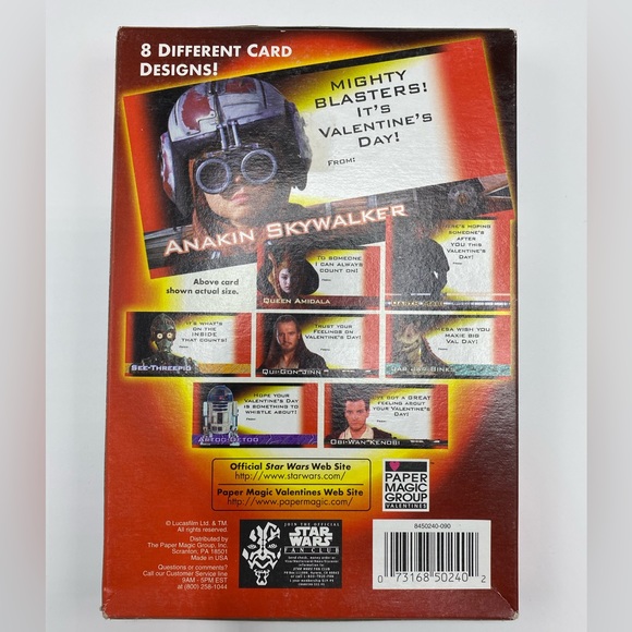 STAR WARS Episode 1 Sealed Box Vintage Valentine's Day Cards with Envelopes - Picture 4 of 4